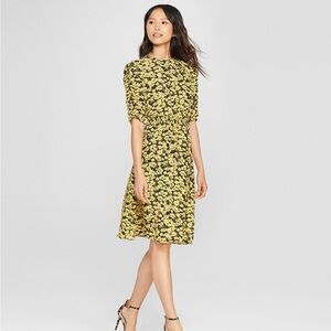 Floral Black and Yellow Dress